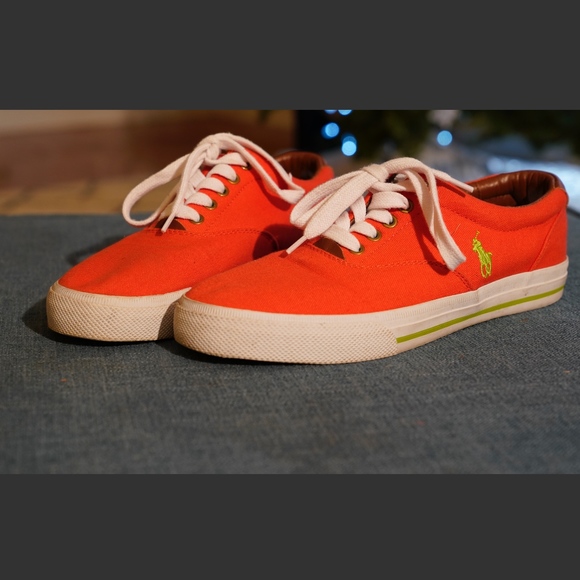 Polo by Ralph Lauren Shoes | Polo Ralph Lauren Men's Vaughn Fashion Sneaker | Color: Green/Orange | Size: 10 | Happyblack's Closet